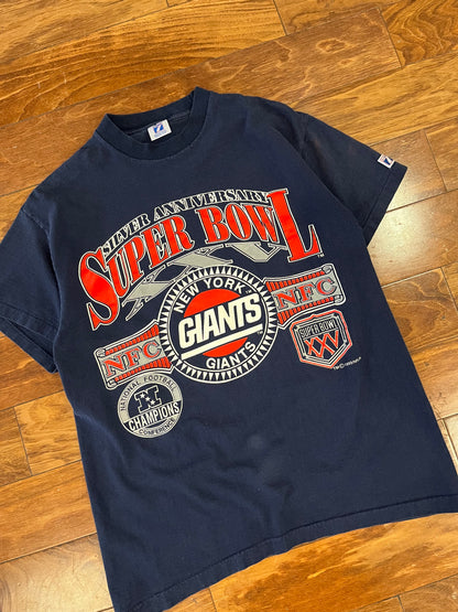 1990 New York Giants Super Bowl Logo 7 Tee (M)