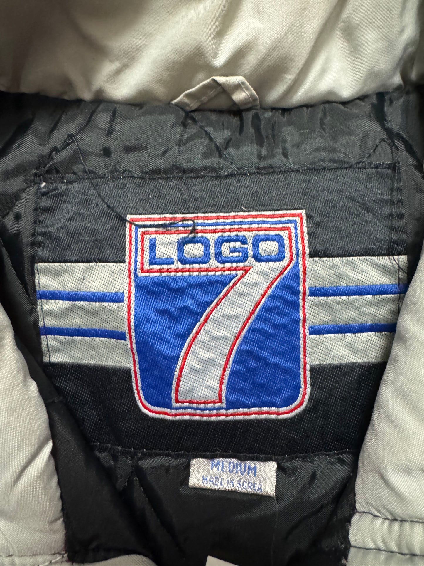 90s Oakland Raiders Vintage Logo 7 Parka Puffer Jacket (M)