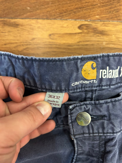 00s Carhartt Faded Navy Pants (36 x 32)