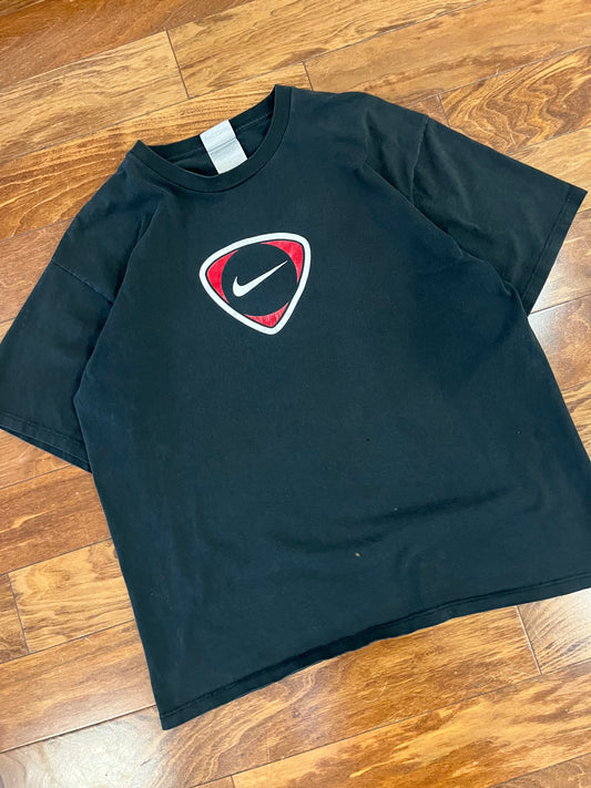 00s Nike Soccer Swoosh Black Tee (L)