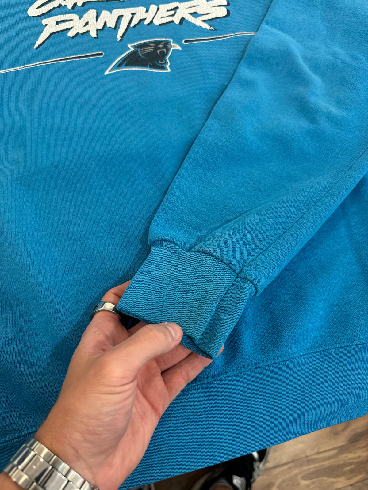 2003 Carolina Panthers Cat Scratch Faded Blue Crewneck (XL)