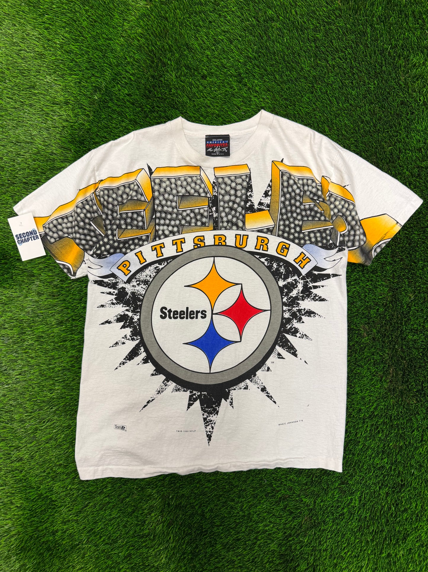 1995 Pittsburgh Steelers Magic Johnson T's Sleeve To Sleeve Tee (L)