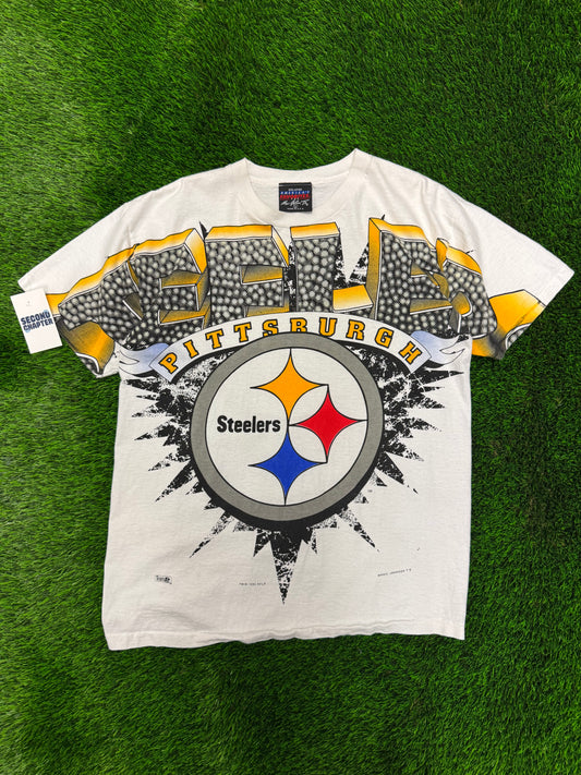 1995 Pittsburgh Steelers Magic Johnson T's Sleeve To Sleeve Tee (L)