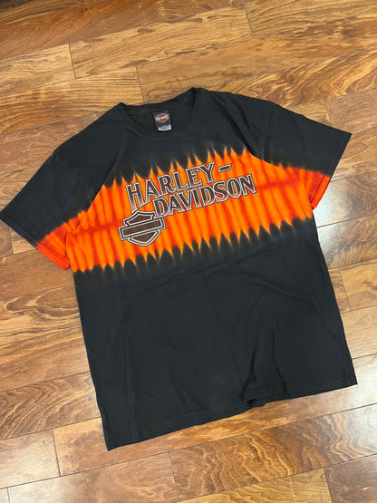 2012 Harley Davidson Black/Orange Flames Dye Tee (XL)