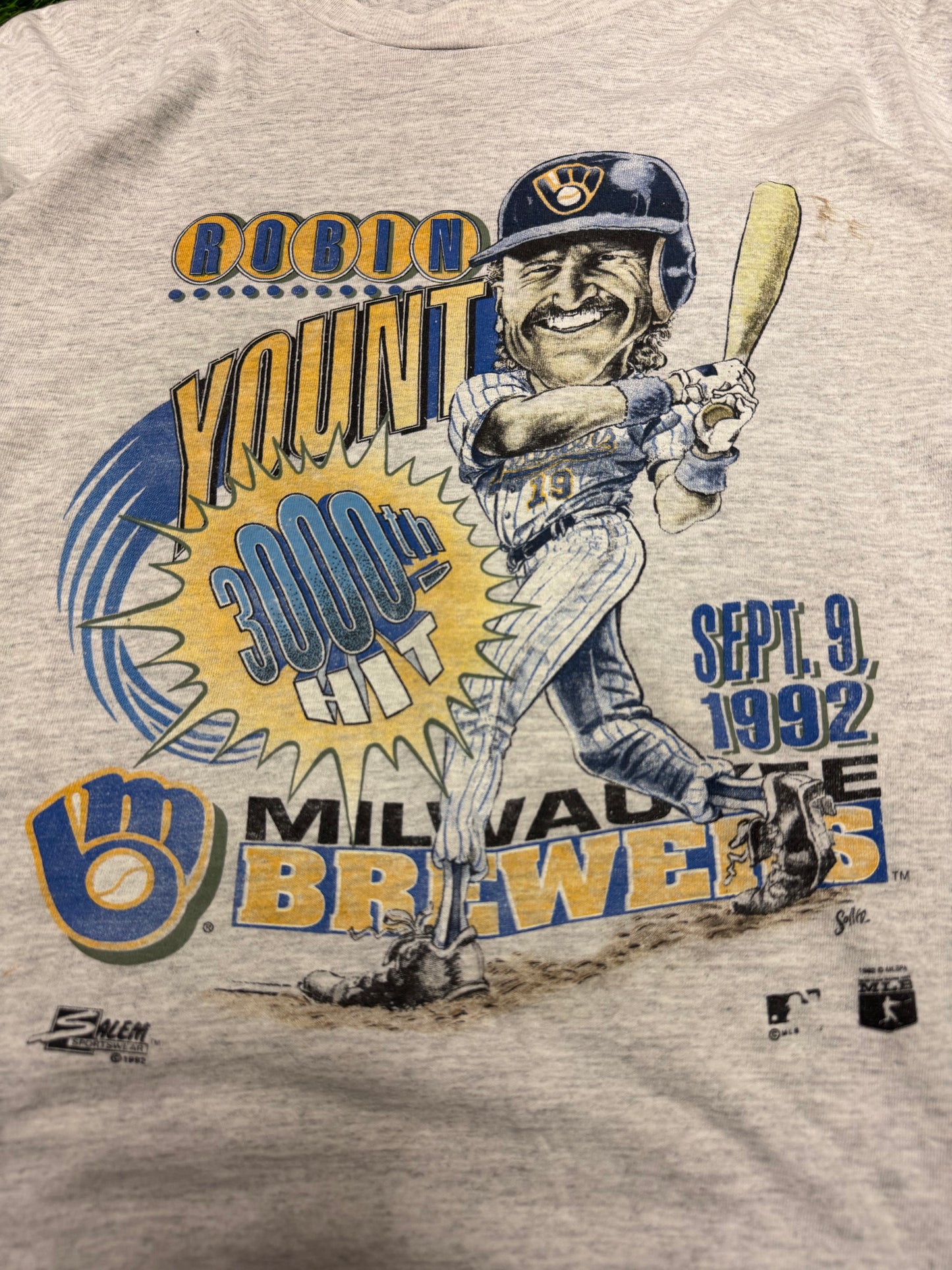 1992 Milwaukee Brewers Robin Yount Caricature Vintage Salem MLB Tee (XL)