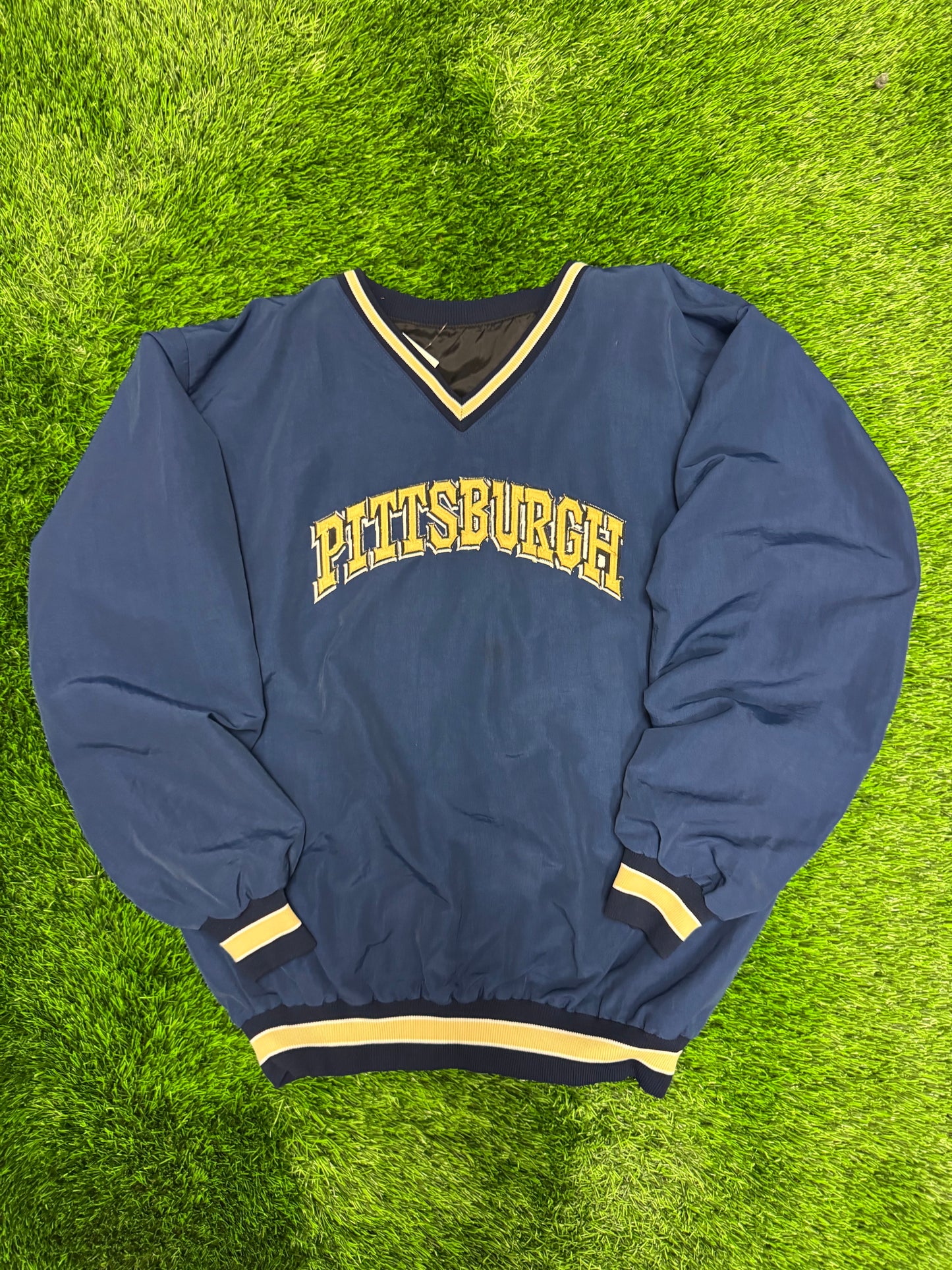 90s University of Pittsburgh Navy Spell Out Windbreaker (XXL)