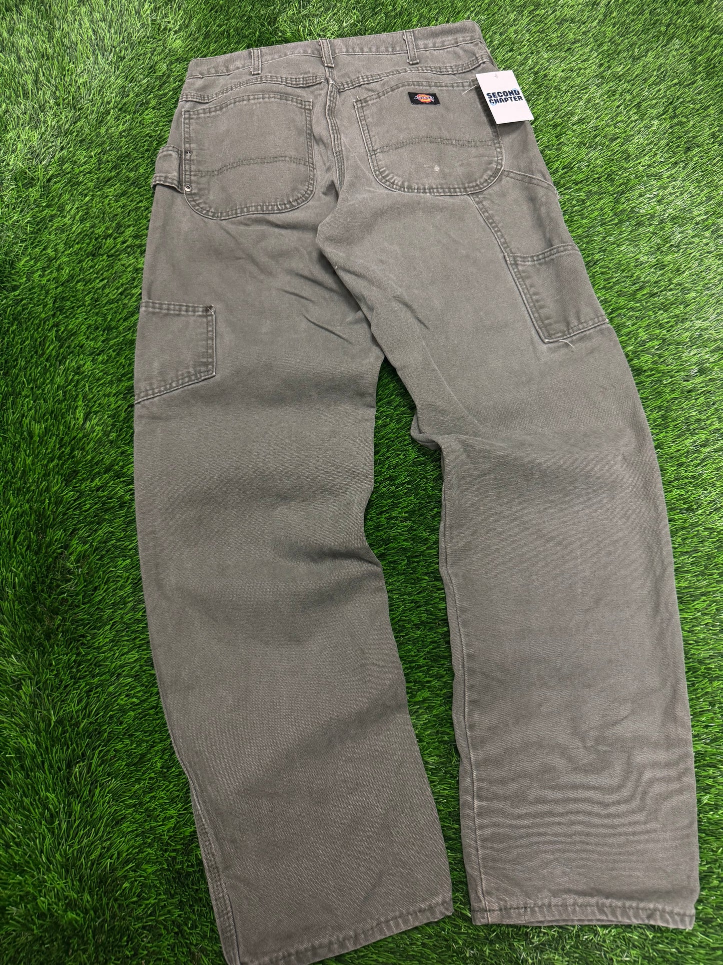 Dickies Olive Green Black Tab Carpenter Workwear Pants (32 x 34)