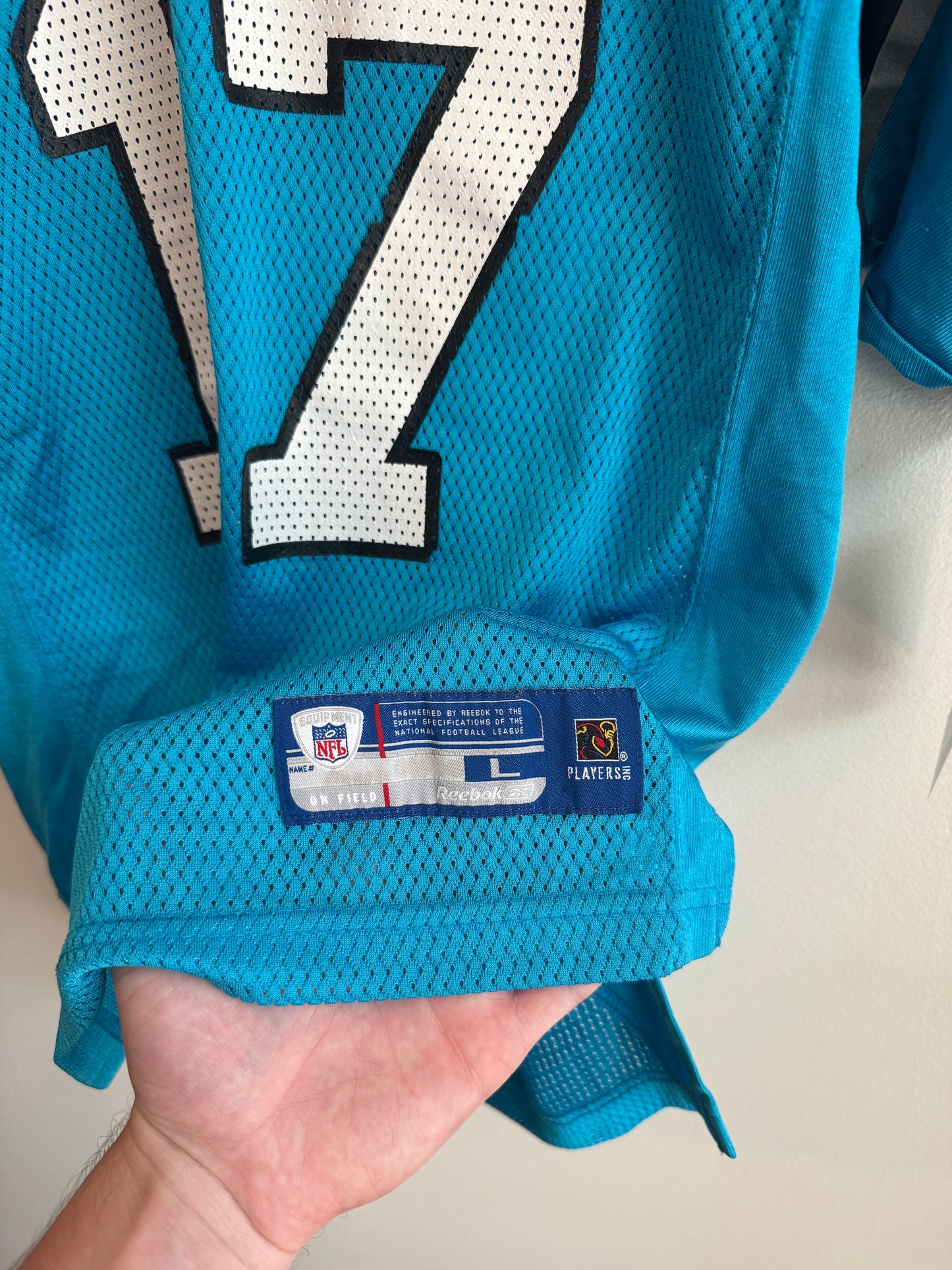 00s Carolina Panthers Jake Delhomme Blue Reebok Jersey (Youth L)