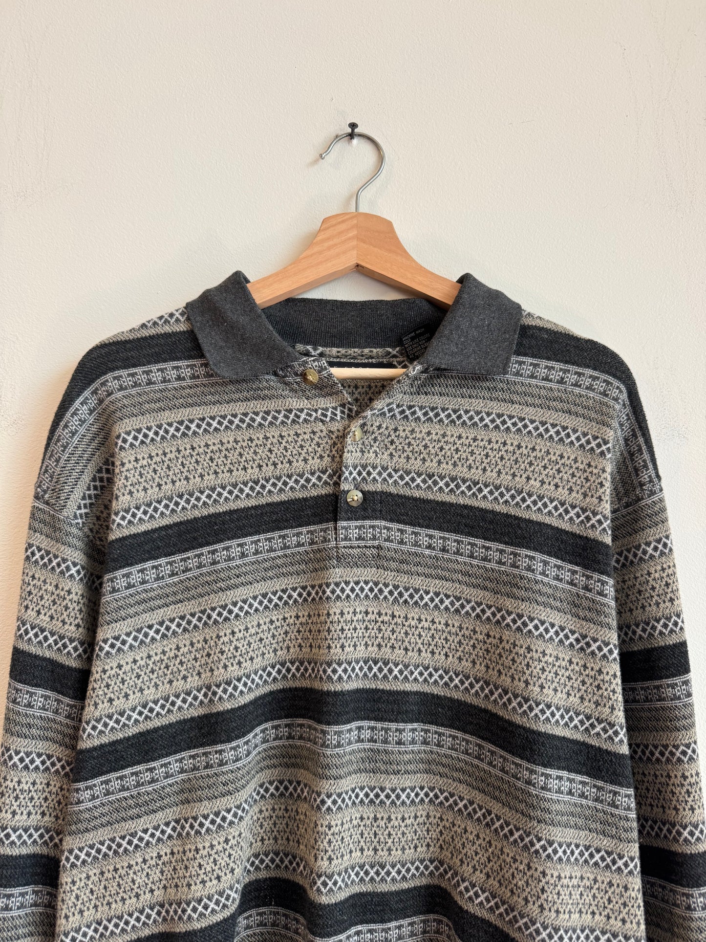 90s M.E. Sport Striped Rugby Sweater Style Shirt (M)