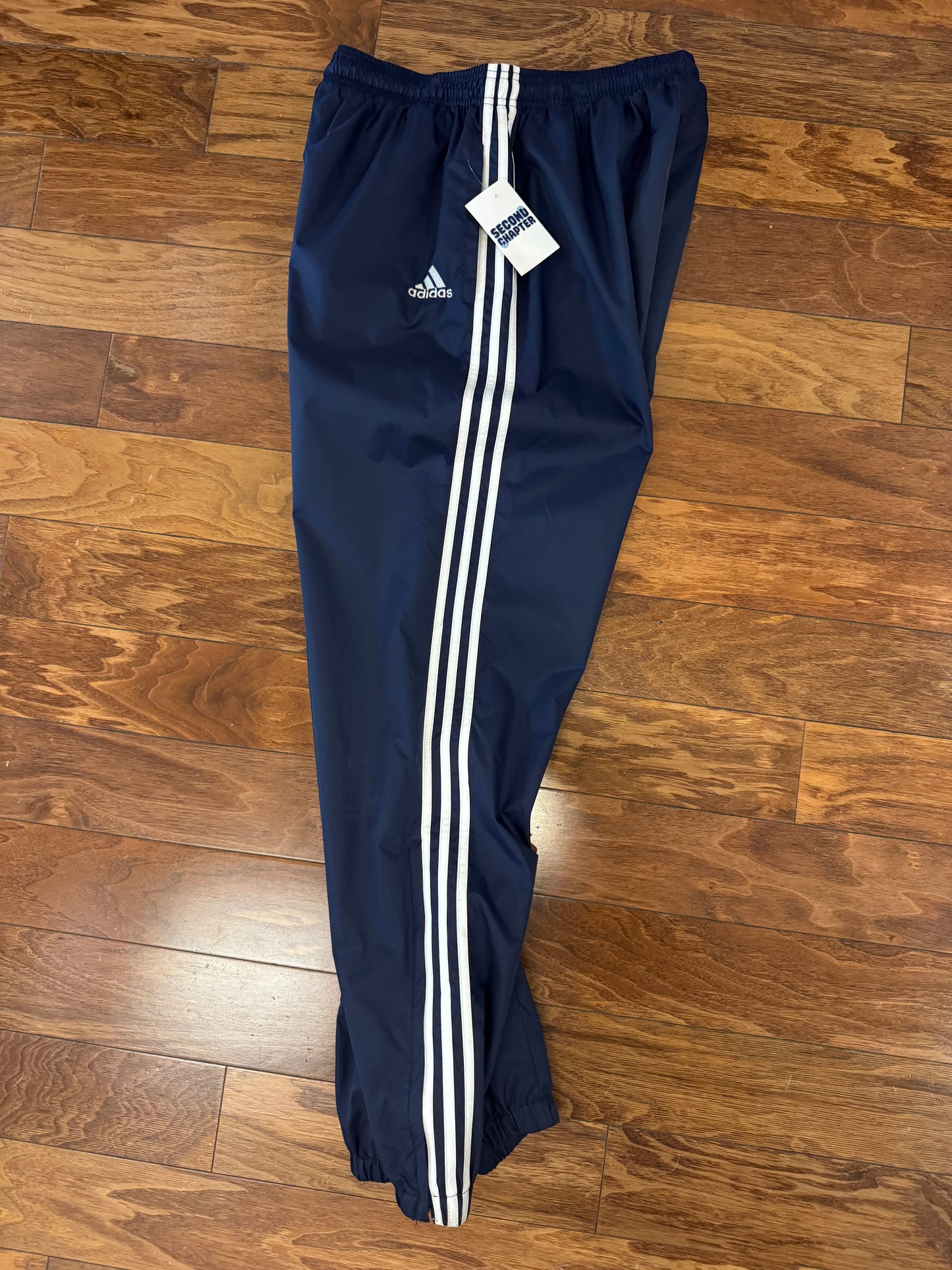 90s Adidas Navy Cuffed Track Pants (XL)