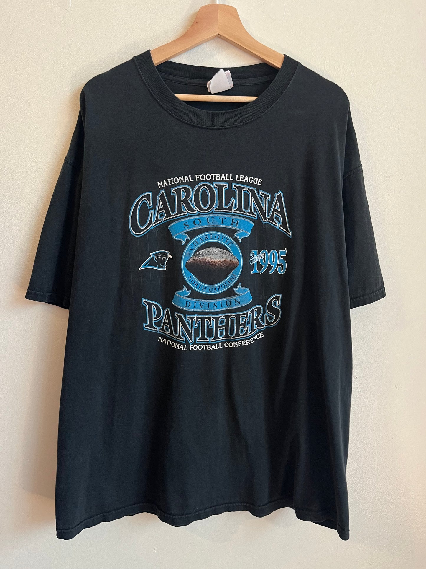 00s Carolina Panthers NFL South Division Faded Black Tee (XXL)