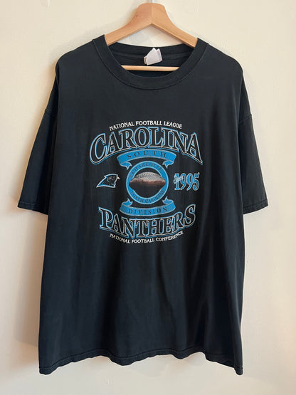 00s Carolina Panthers NFL South Division Faded Black Tee (XXL)