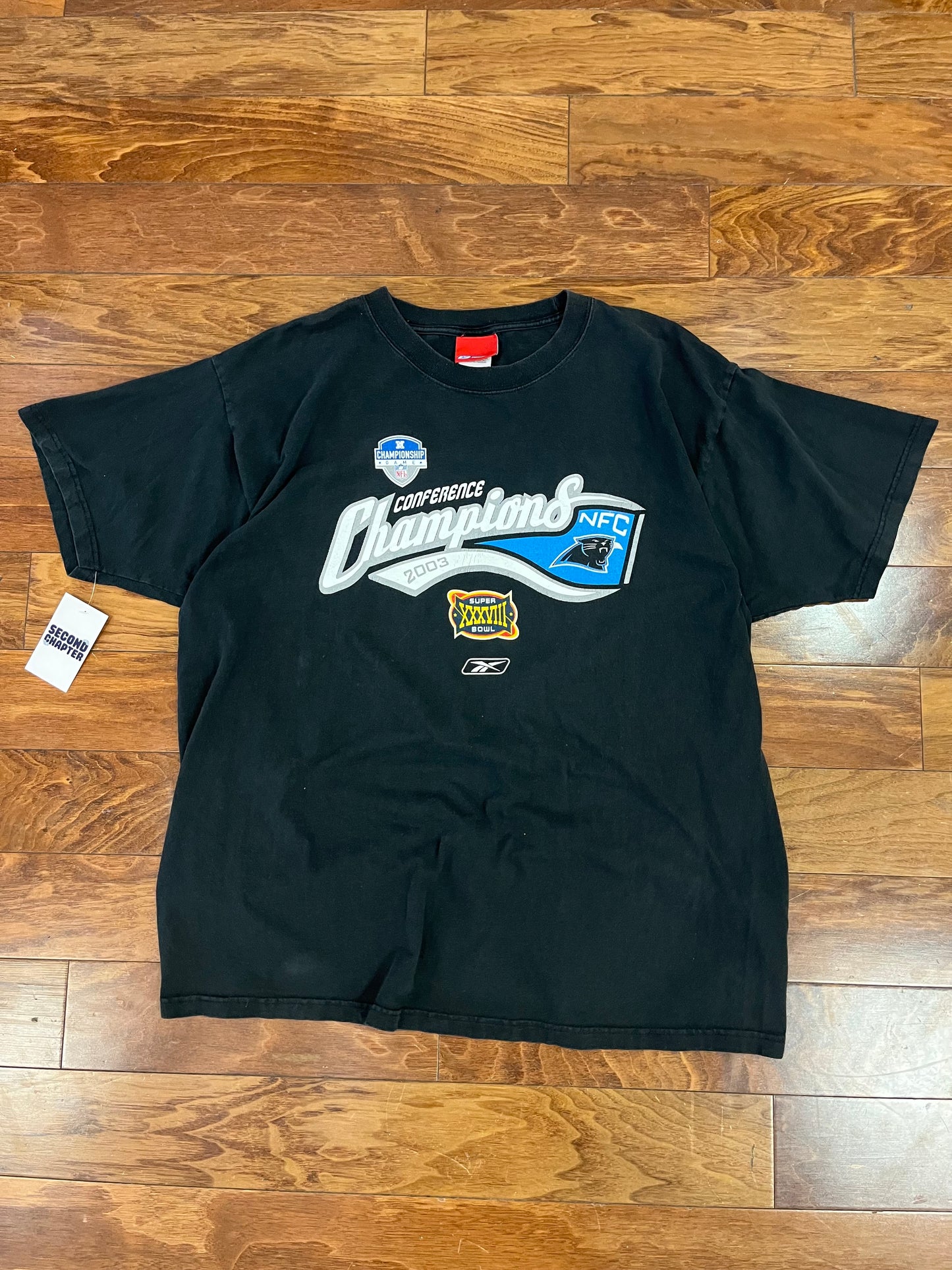 2003 Carolina Panthers NFC Champs Black Tee (XL)