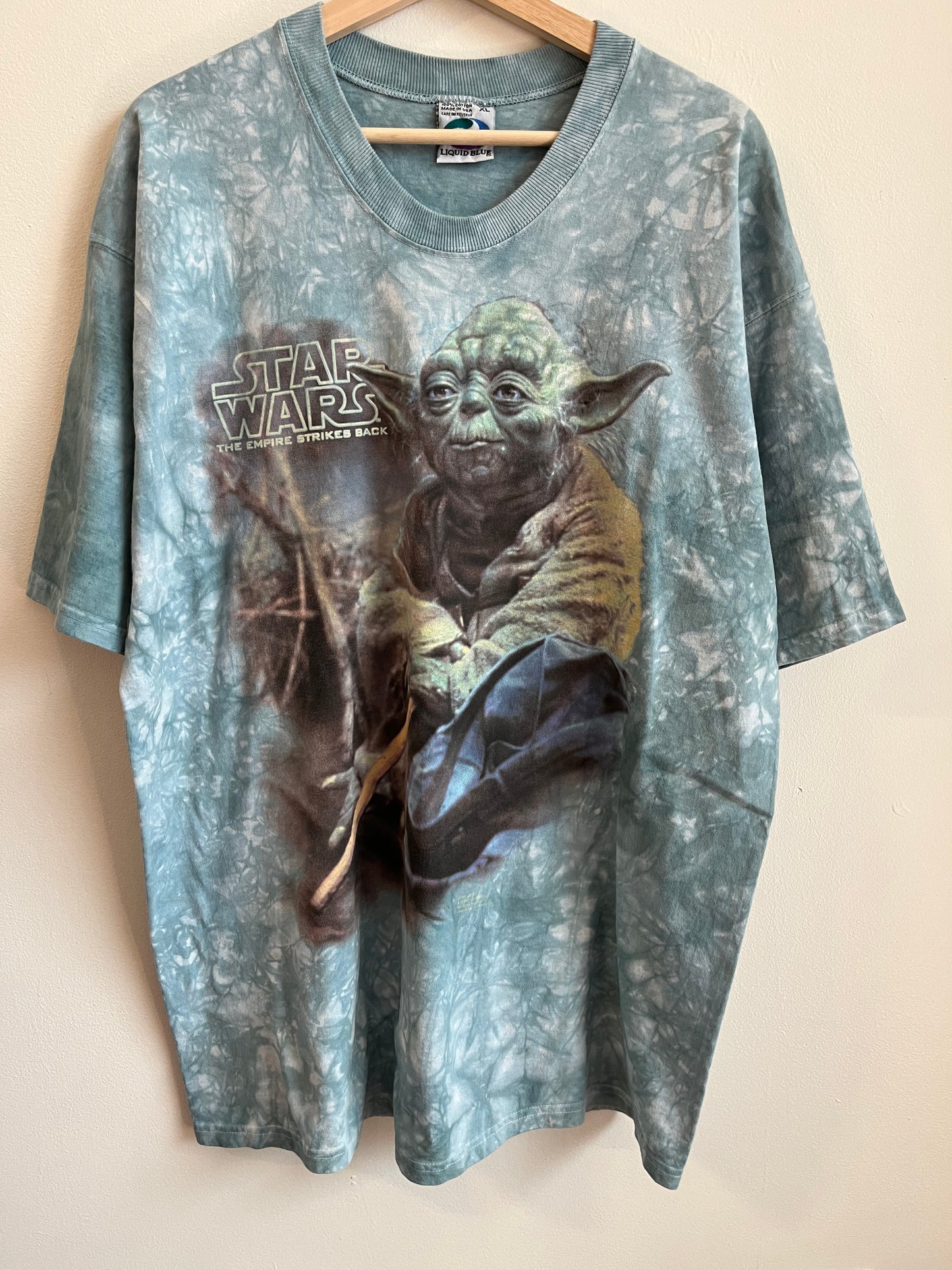 1997 Star Wars Yoda Liquid Blue Tie Dye Tee (XL)