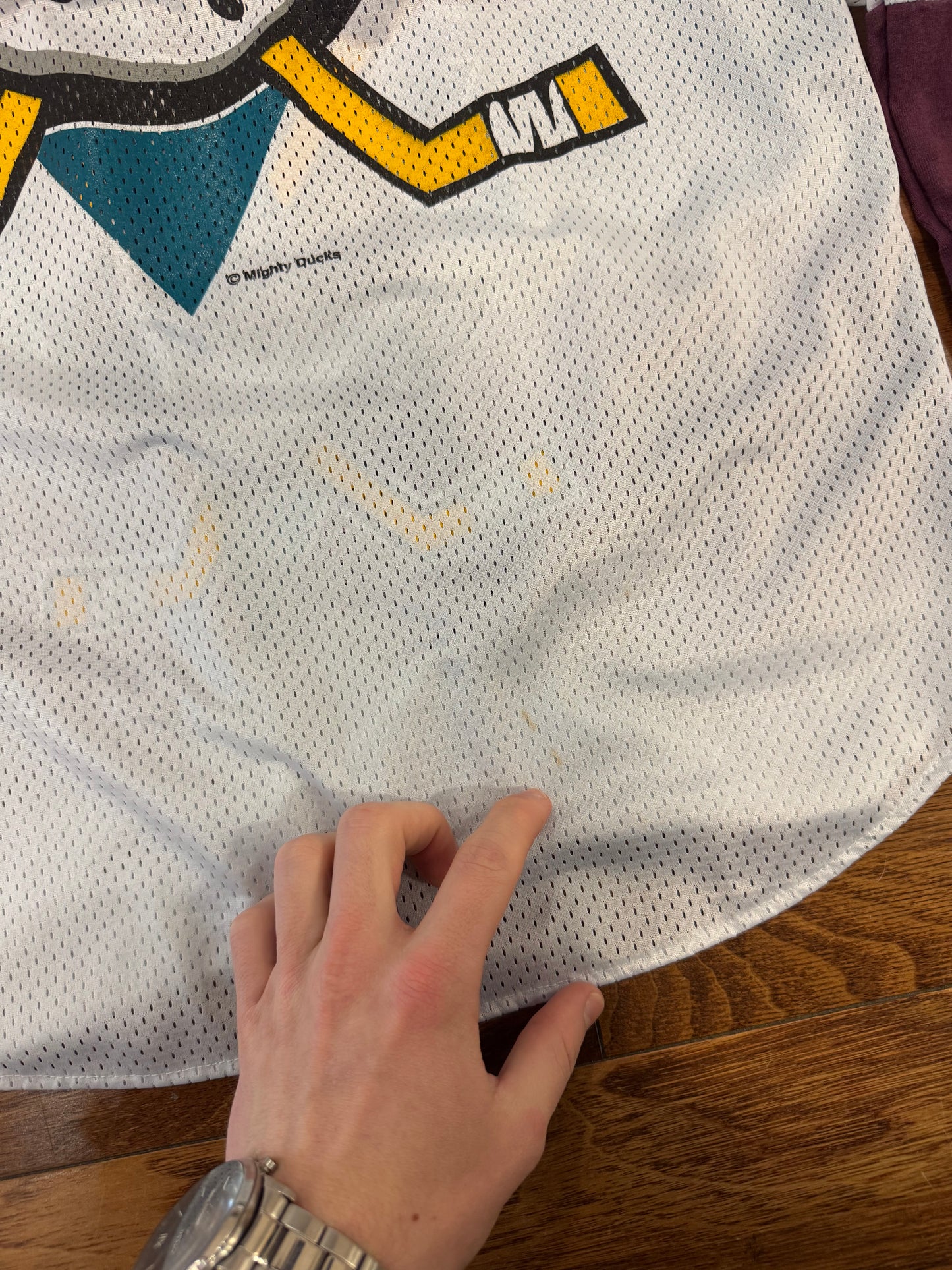 1995 Mighty Ducks Anaheim NHL Sportonics Women's Mesh Jersey (XL)