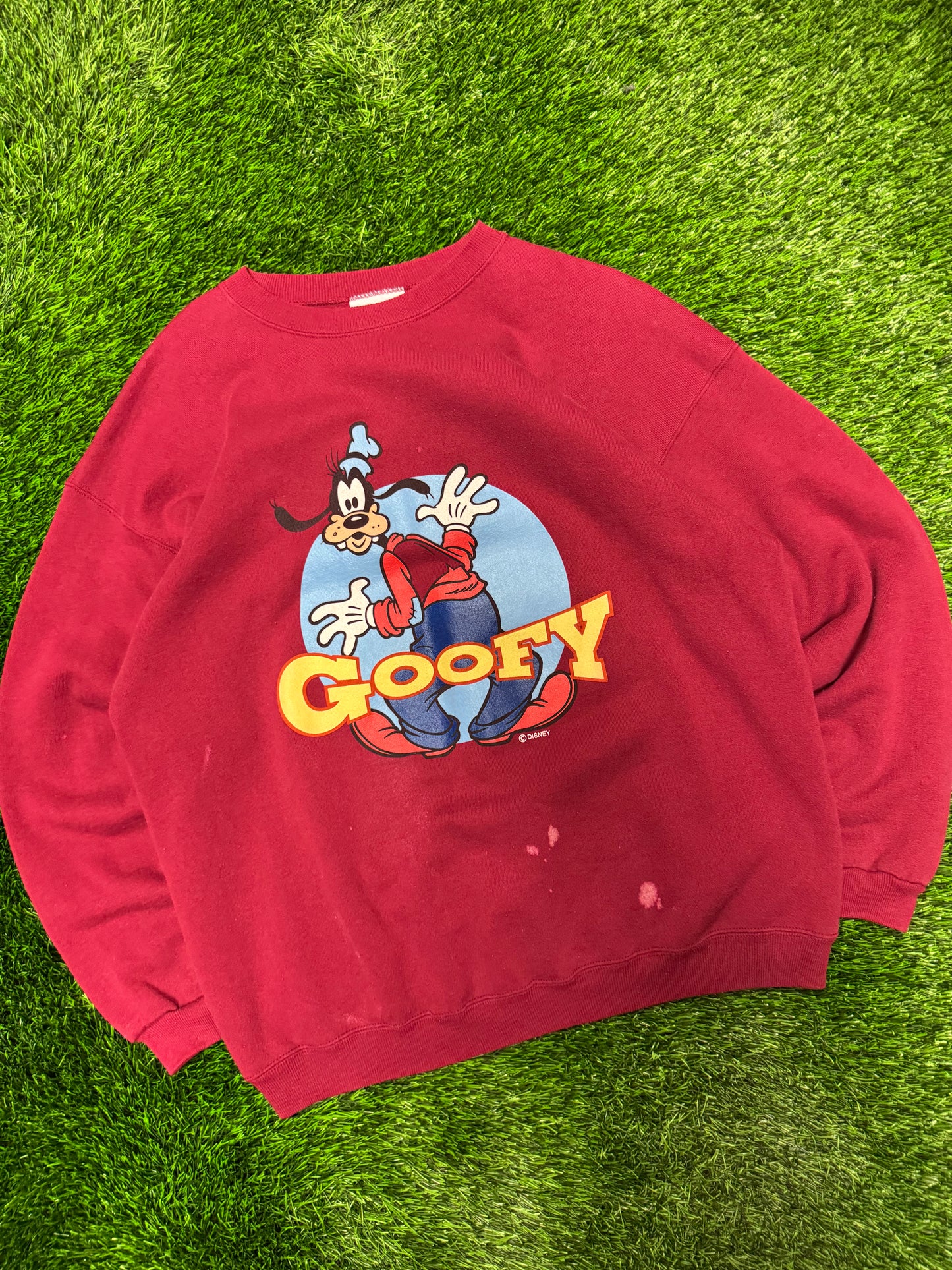 90s Disney Goofy Character Bleach Spot Crewneck (XL)