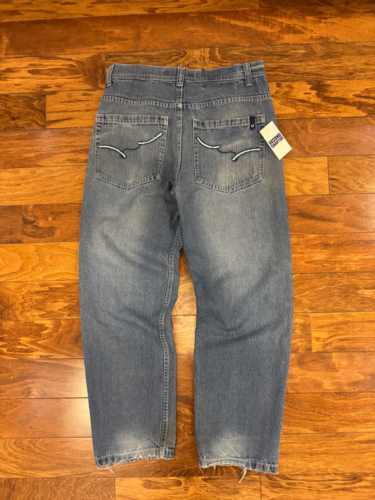 00s South Pole Embroidered Baggy Blue Jeans (34 x 32)
