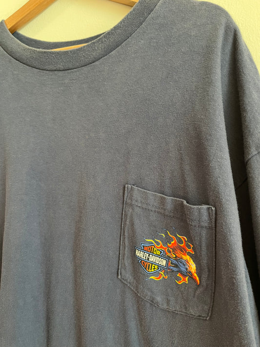 00s Harley Davidson Sills Blue Flames Tee (XXXL)