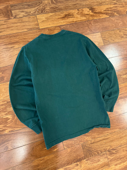 00s Carhartt Forest Green Essential Long-Sleeve Shirt (S)