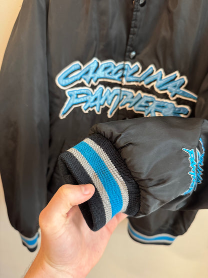 00s Carolina Panthers Cat Scratch Embroidered Game Day Jacket (M)