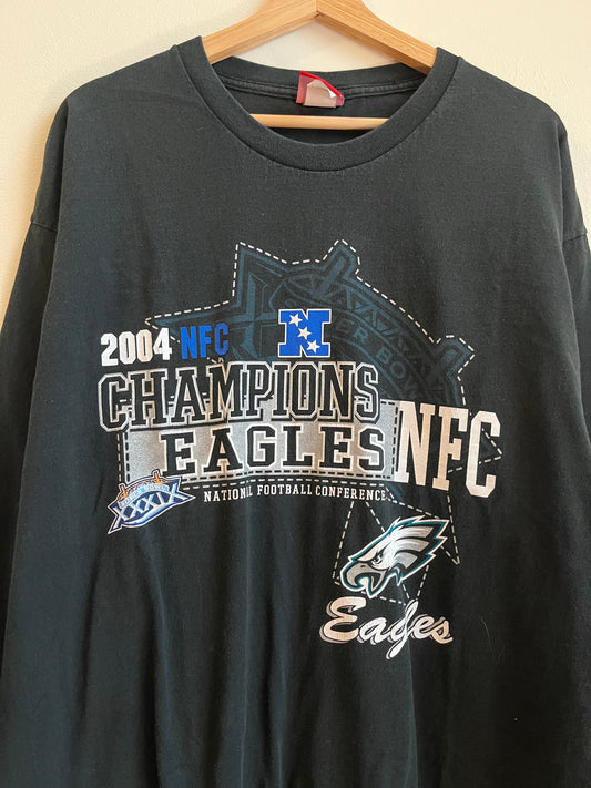 2004 Philadelphia Eagles NFC Champs Black Long Sleeve Shirt (XL)
