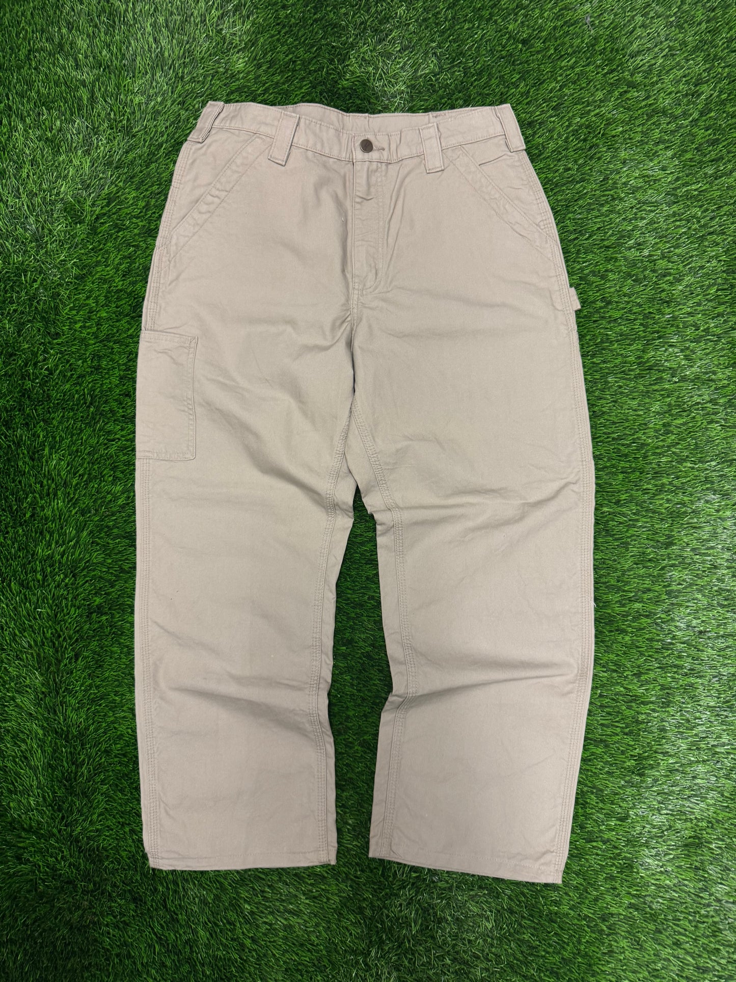 2008 Vintage Carhartt Tan Carpenter Workwear Dungaree Fit Pants (33 x 30)