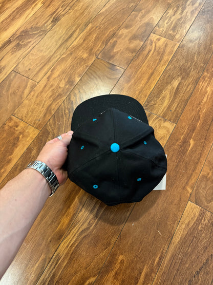 90s Carolina Panthers Logo Spell Out Black Hat (OS)
