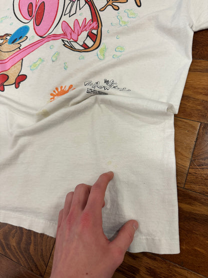 1991 Ren + Stempy Show Nicktoons Thrashed Vintage Cartoon Tee (XL)