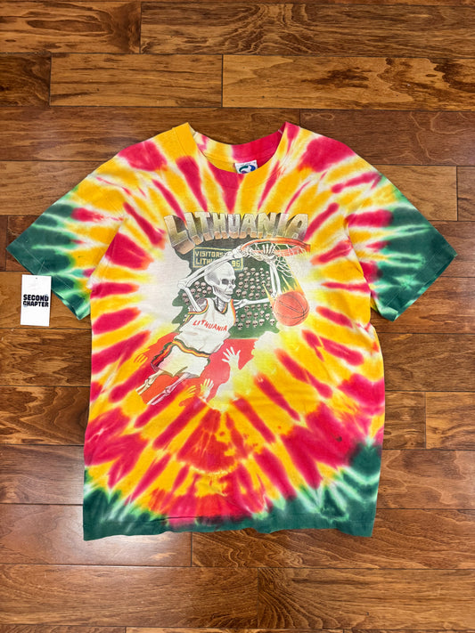 1992 Lithuania Grateful Dead Tie Dye Vintage Liquid Blue Band Tee (L)