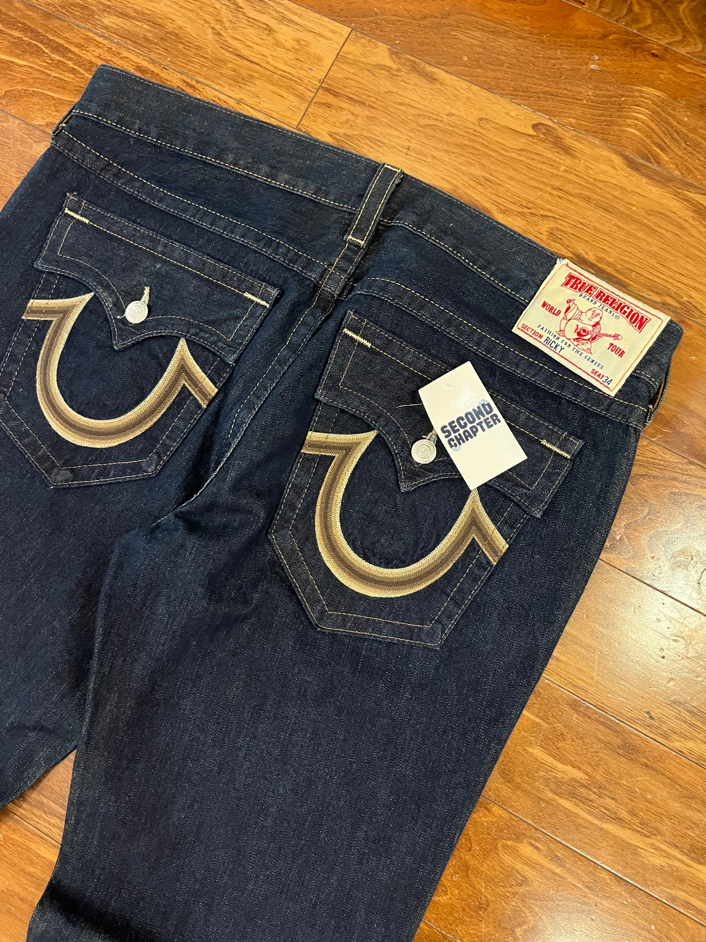 00s True Relgion Ricky Brown Logo Jeans (44x36)