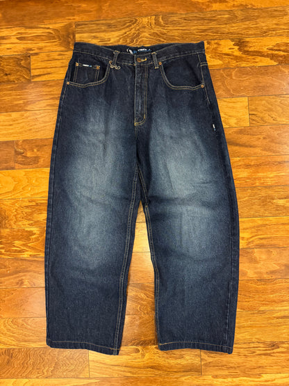 00s Vibes Baggy Dark Blue Jeans (36 x 30)