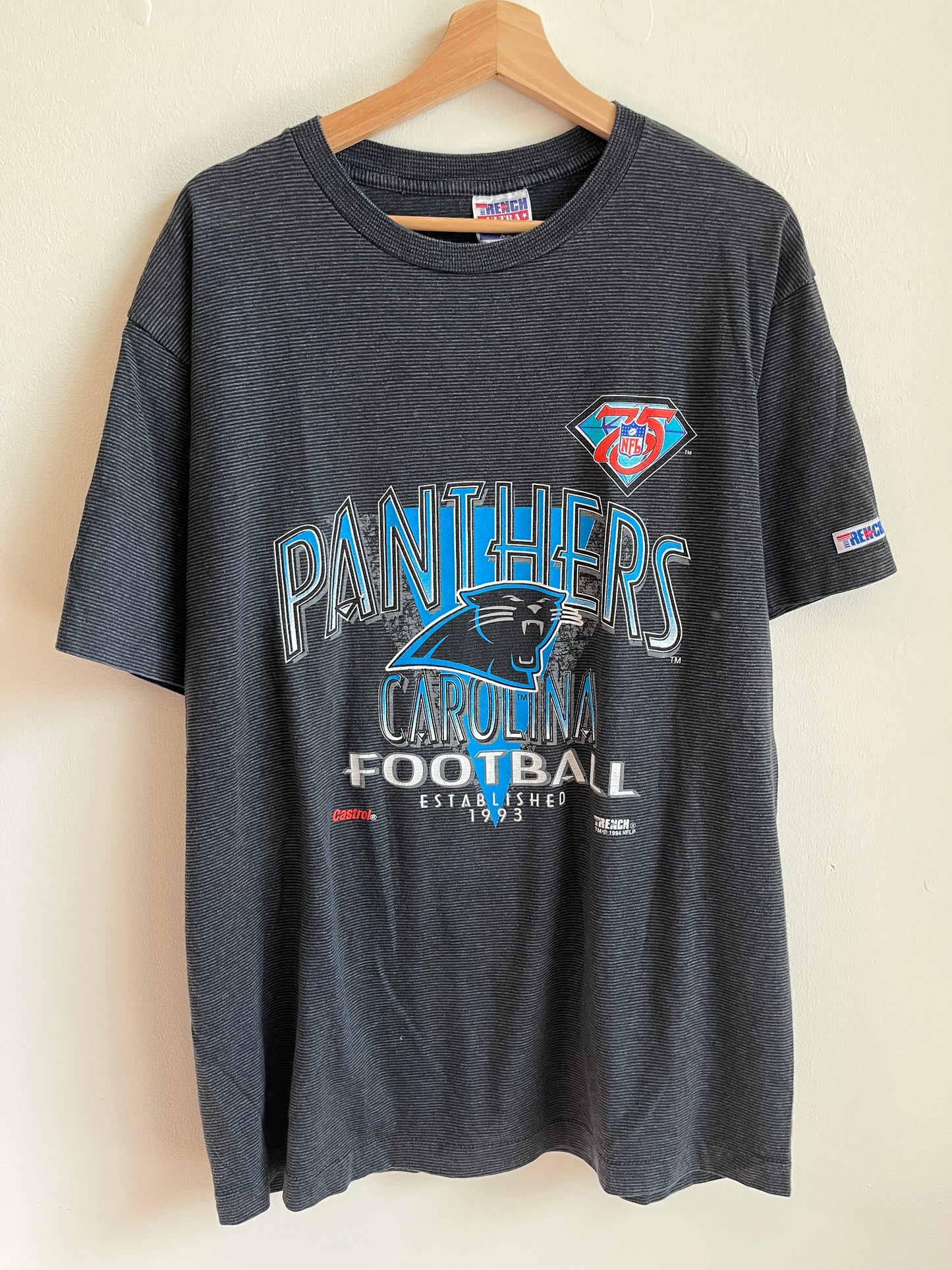 1994 Carolina Panthers Striped Trench Tee (XL)