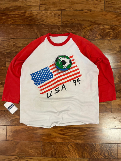 1994 World Cup Spell Out 1/4th Sleeve Shirt (L)