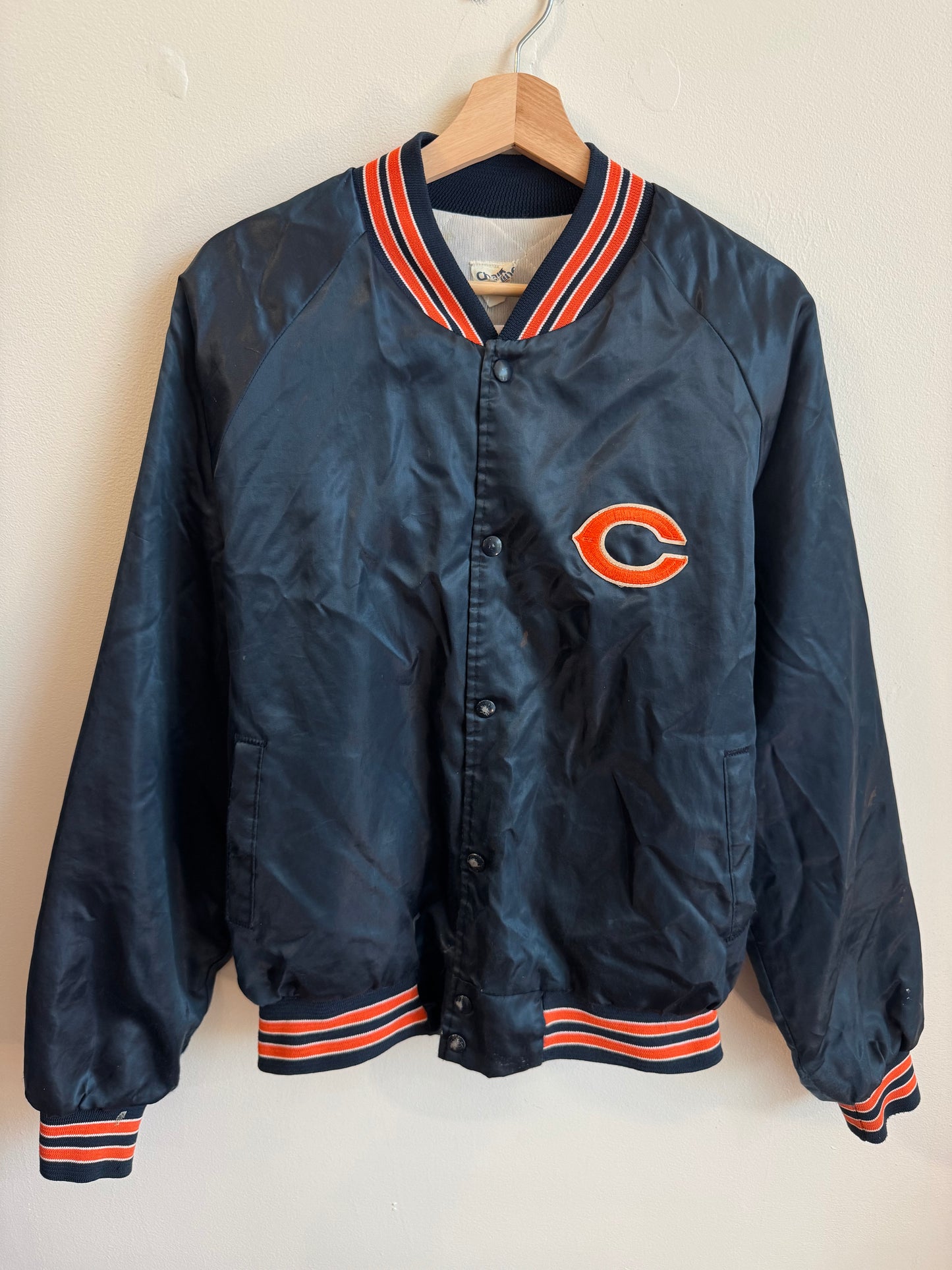 90s Chicago Bears Stained Vintage Satin Jacket (L)