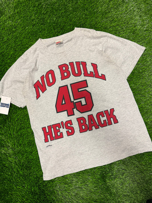 90s Chicago Bulls "No Bull 45 He's Back" Vintage Nutmeg Jordan Tee (L)