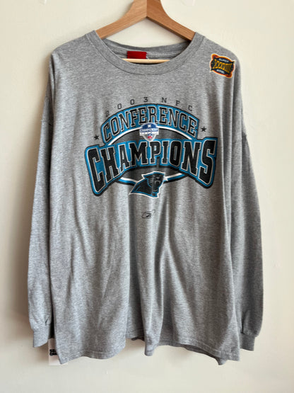 2003 Carolina Panthers Super Bowl Conference Champions NFL Grey Long Sleeve Tee (XXL)