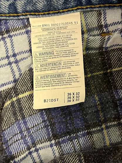 2001 Carhartt Flannel Lined Dark Wash Jeans (36 x 32)