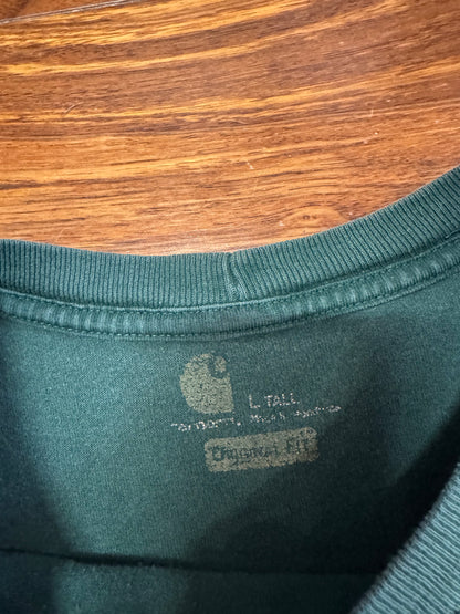 00s Carhartt Faded Green Cropped Pocket Tee (L)