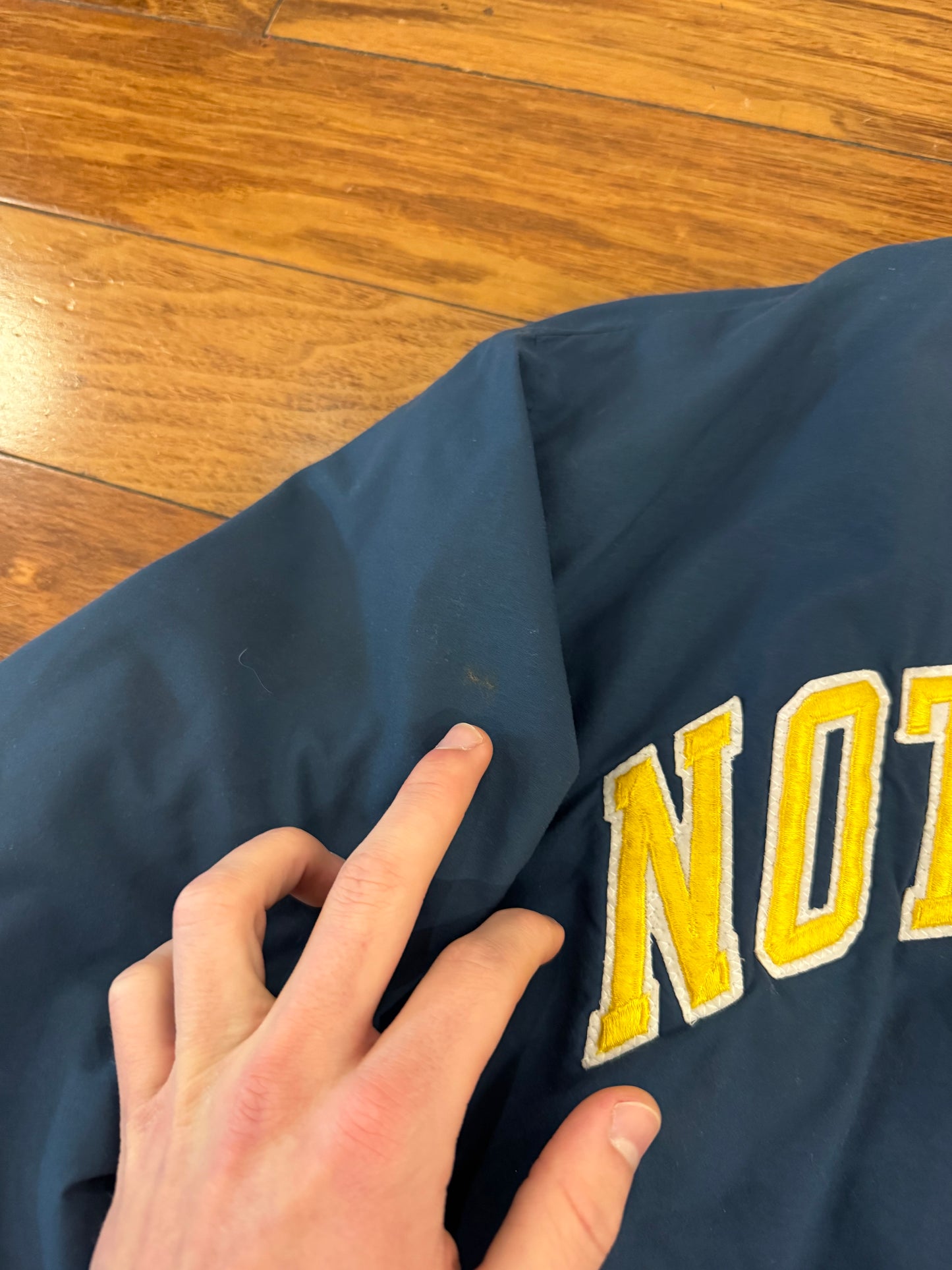 80s Notre Dame Boxy Swingster Vintage Windbreaker Varsity Jacket (L)