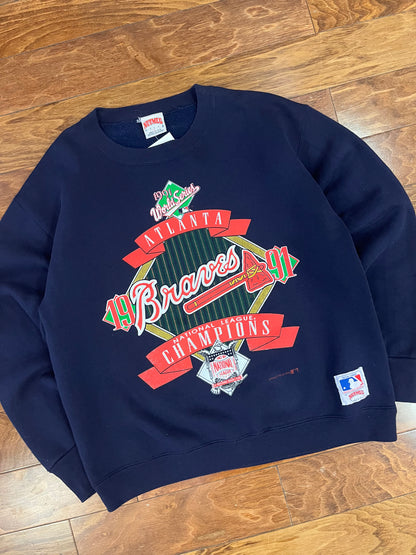 1991 Atlanta Braves World Series Vintage Nutmeg MLB Crewneck (L)