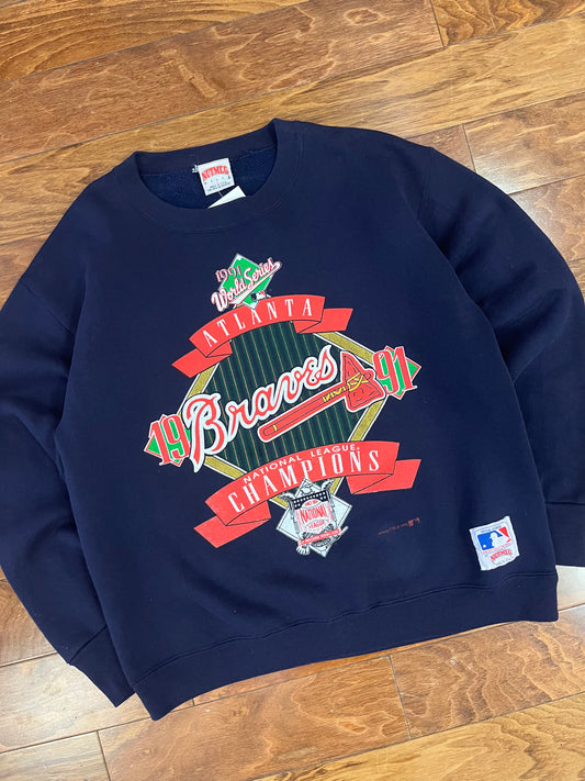 1991 Atlanta Braves World Series Vintage Nutmeg MLB Crewneck (L)