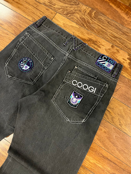 00s Coogi Embroidered Black Jeans (36 x 34)