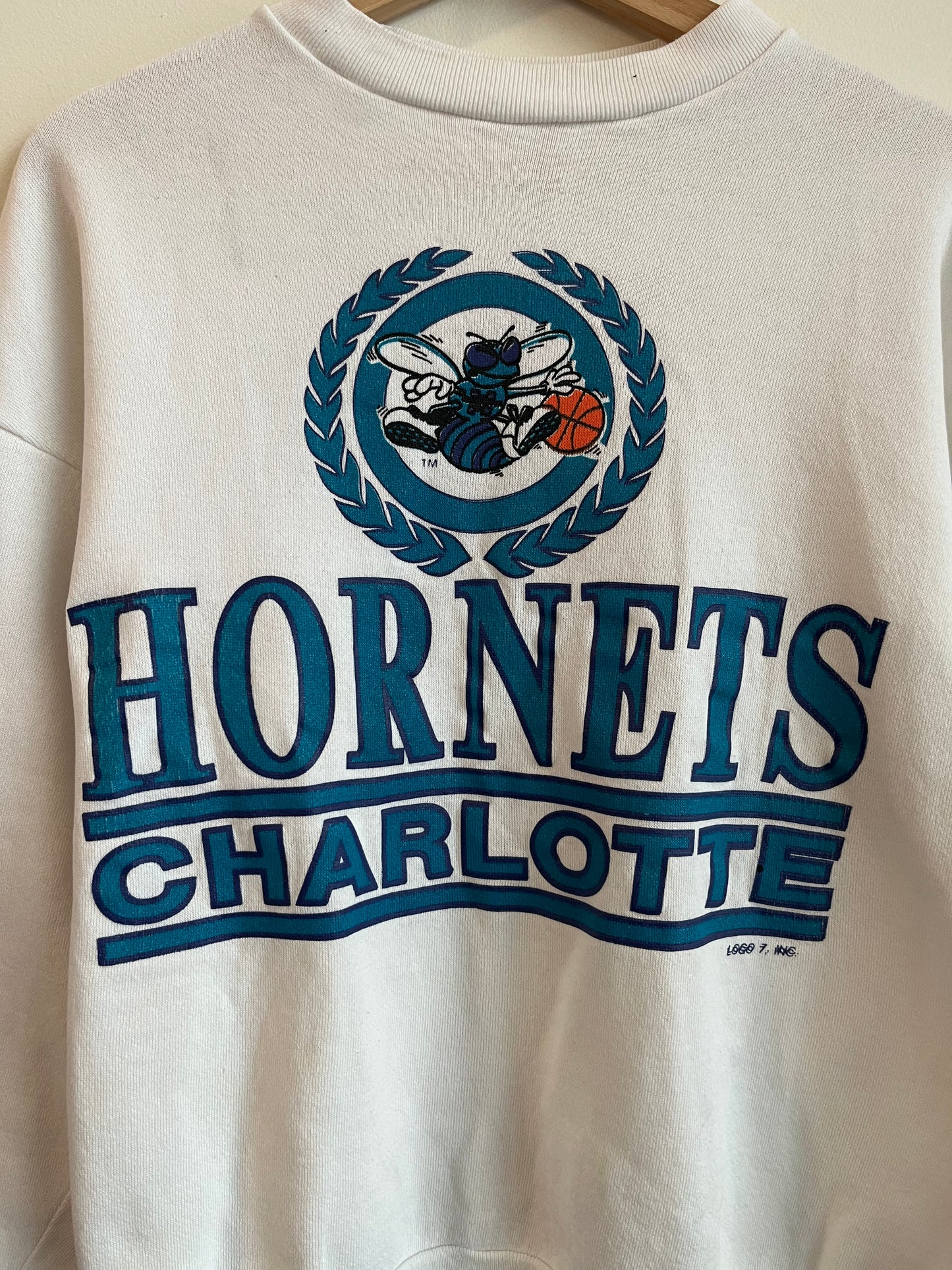 90s Charlotte Hornets Spell Out Essential Crewneck (L)
