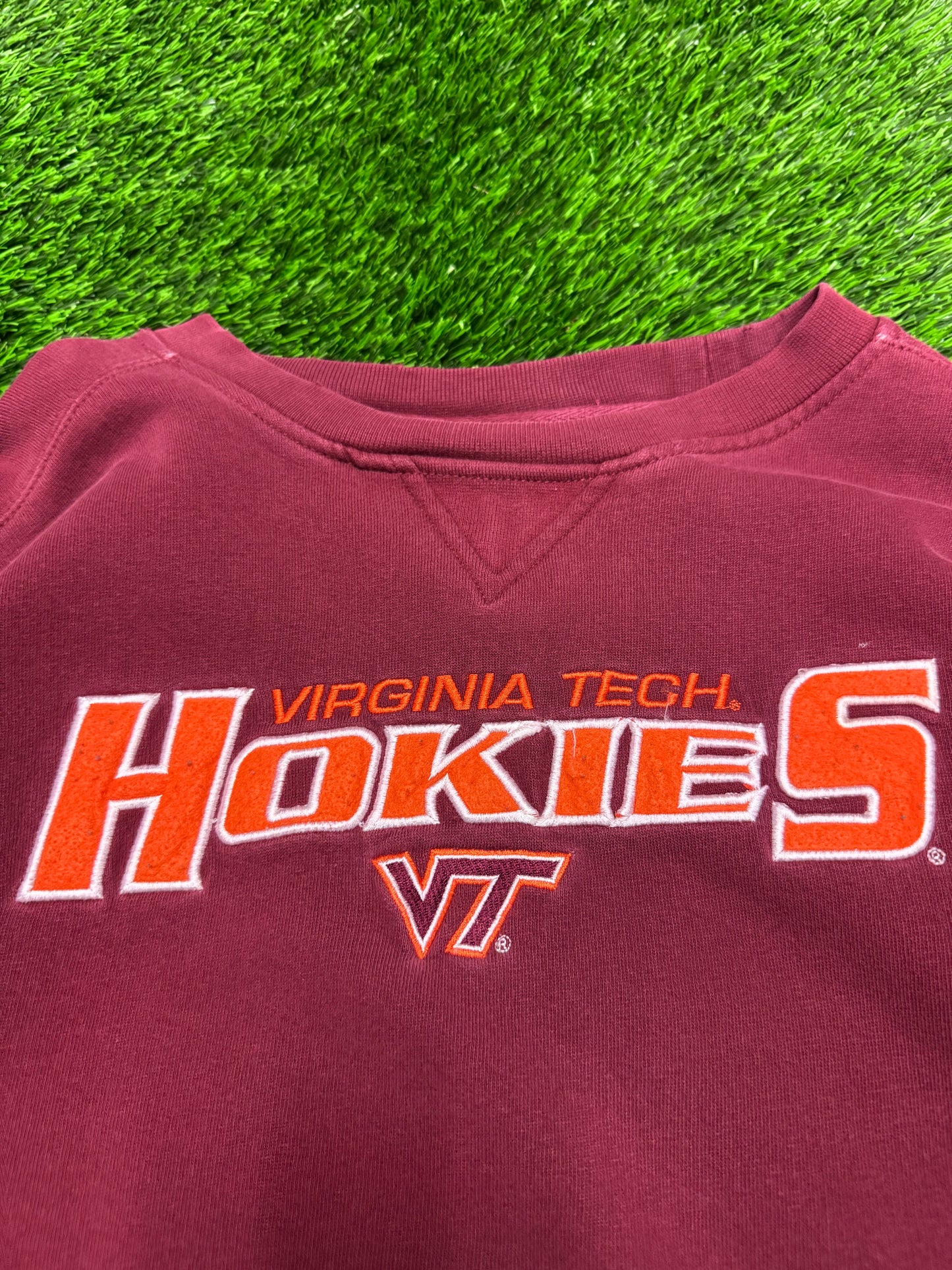 00s Virginia Tech Hokies Spell Out Vintage Starter Crewneck (XL)
