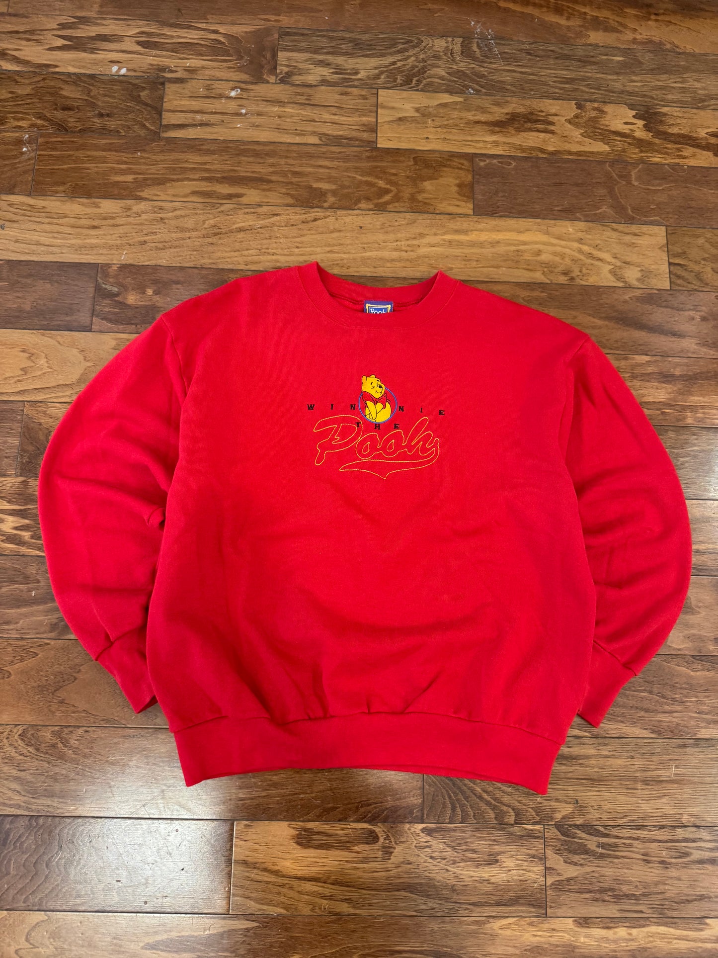 90s Winnie The Pooh Red Disney Embroidered Crewneck (L)
