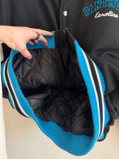 00s Carolina Panthers Gridiron Leather Varsity Jacket (L)