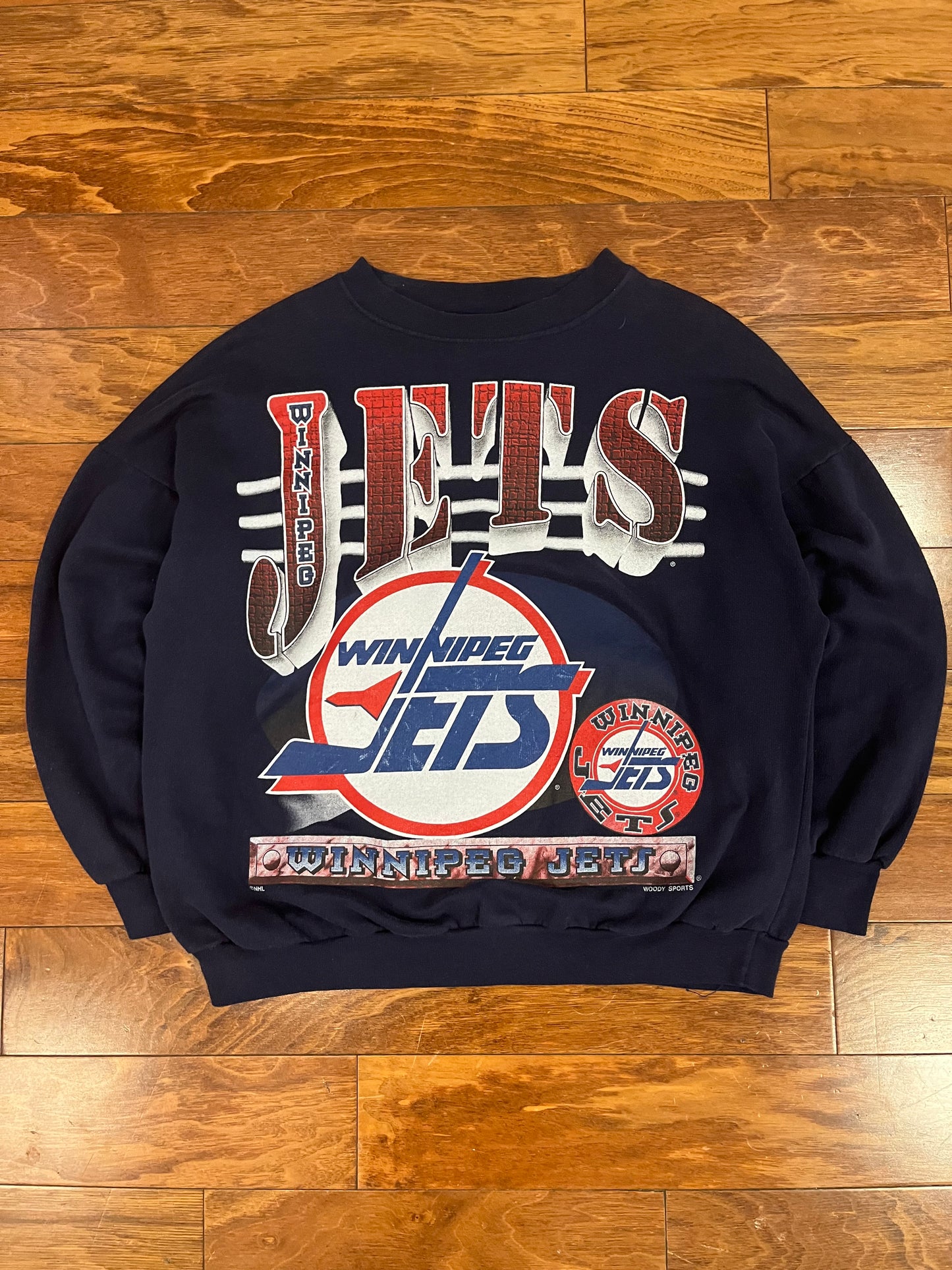 90s Winnipeg Jets Big Graphic Vintage NHL Boxy Crewneck (L)