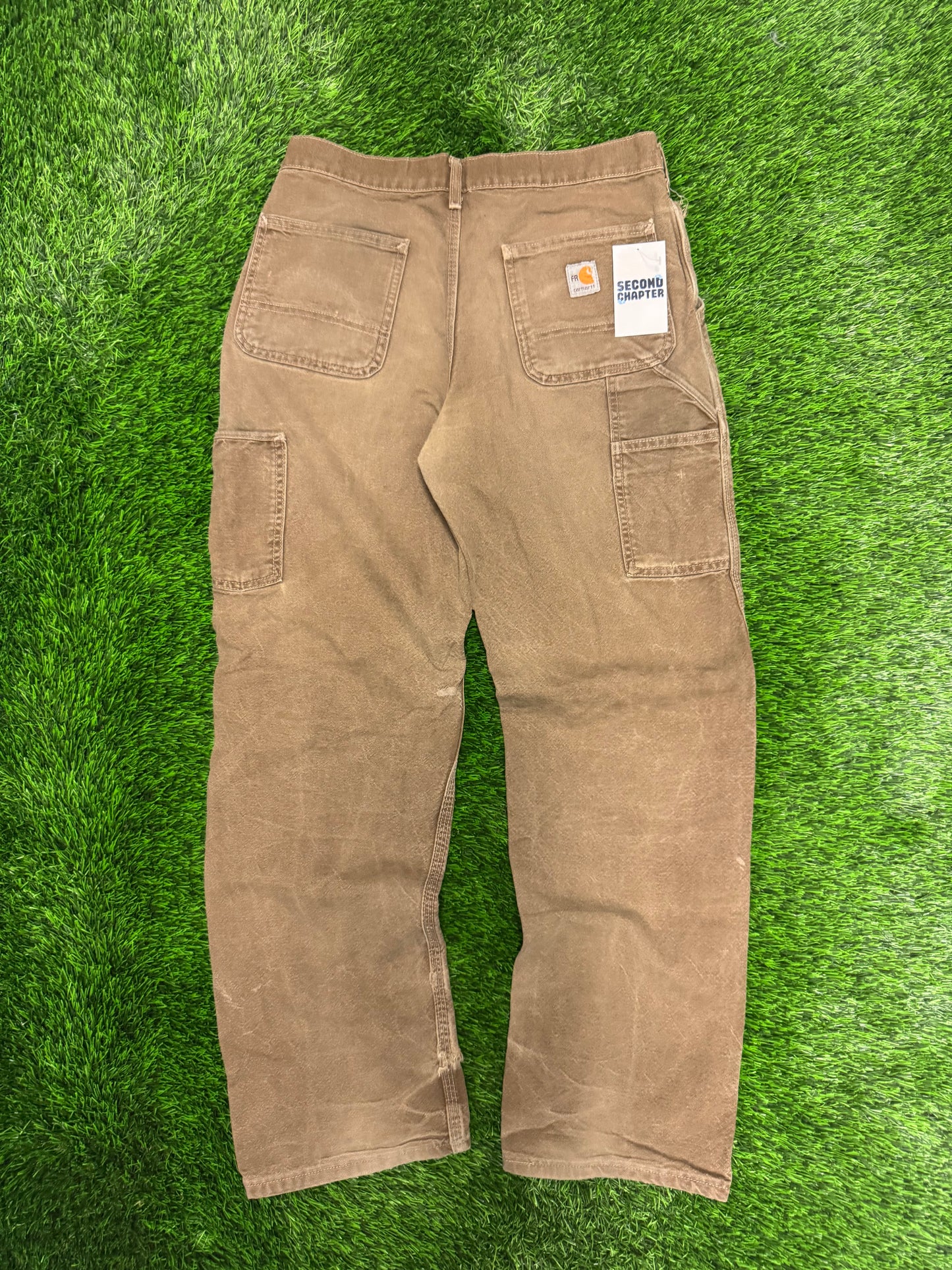 Carhartt Fire Resistant Distressed Faded Workwear Carpenter Pants (30 x 32)