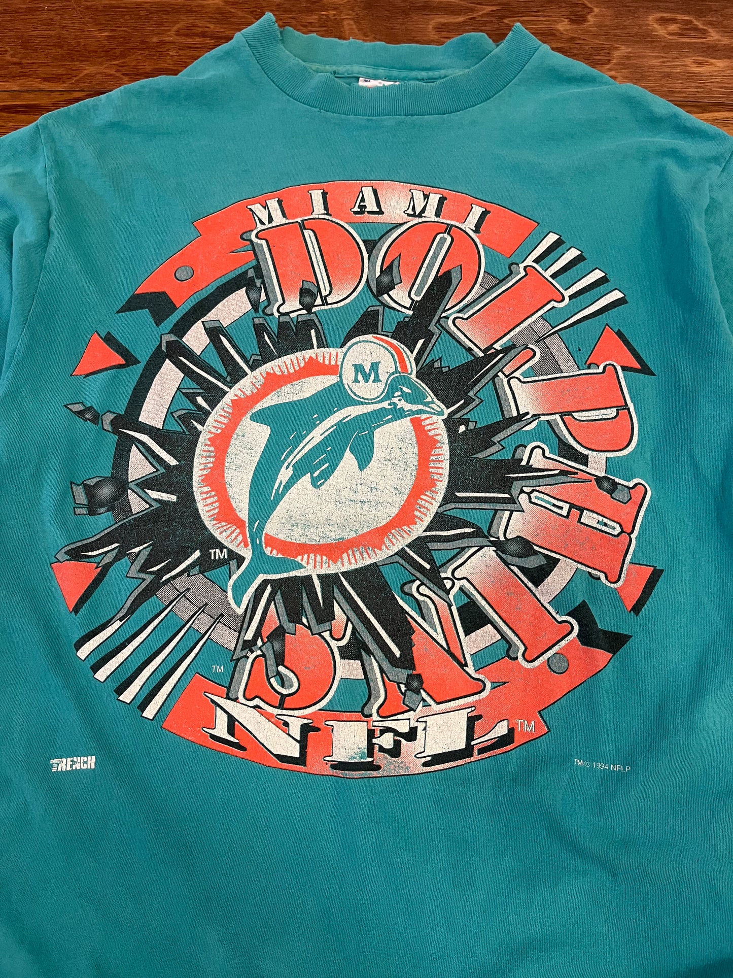 1994 Miami Dolphins Shattered Logo Tee (L)