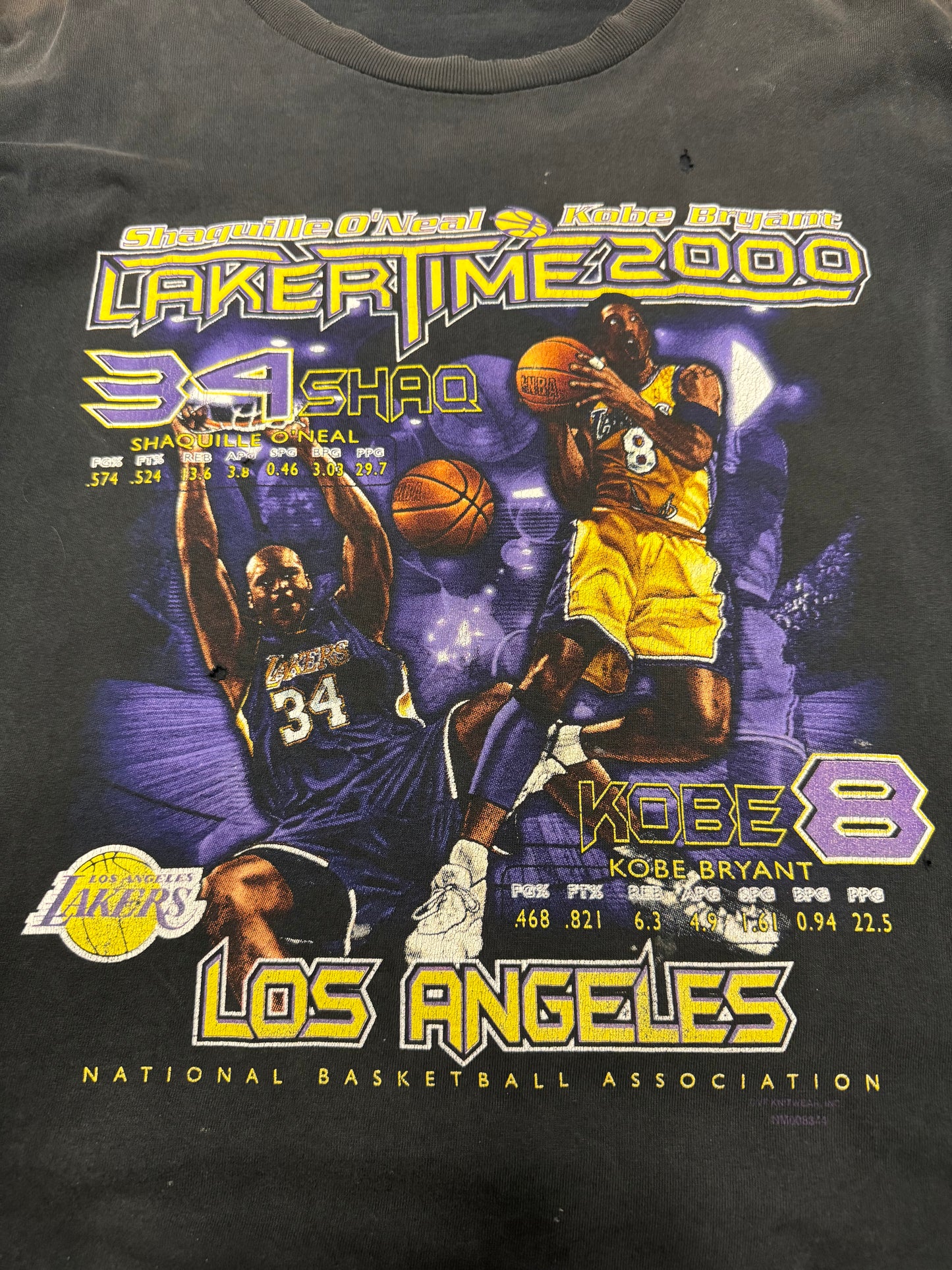 2000 Los Angeles Lakers Lakertime Kobe Bryant + Shaquille O'Neal Vintage Tee (XXL)